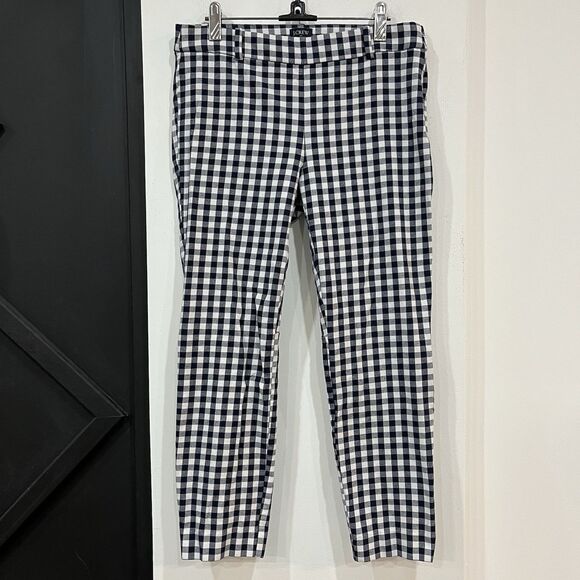 J Crew Women’s Gingham Winnie Cropped Pants Blue White Size 6 - Picture 1 of 5
